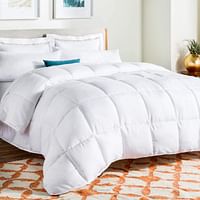 Linenspa White Quilted Comforter - Hypoallergenic - Plush Microfiber Fill - Machine Washable -Oversized King