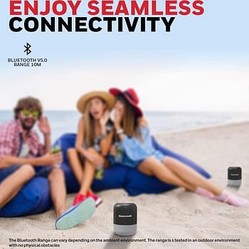 Honeywell Suono P100 Wireless Bluetooth V5.0 Speaker 5W, 52mm drivers, Portable & IPX7 Waterproof, Upto 12H Playtime in 3H charge, Premium Stereo Sound, TWS feature, Multi compatibility Mode