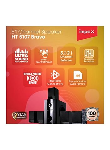 Impex 5.1Ch Multimedia Speaker System HT 5107 Black