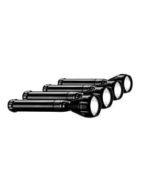 Impex Rechargeable LED Flashlight 4 Pcs Combo CB 2224 Black