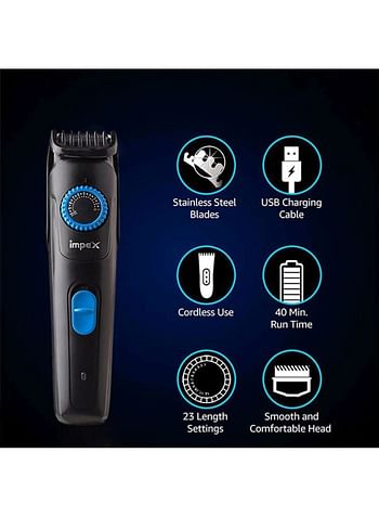 Impex Rechargeable Hair Clipper-Trimmer - TIDY 220 Black/Blue