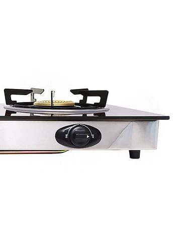 Impex 3 Burner Glass Top Gas Stove with FFD - Quality Pan Support, Brass Burners, Spill Tray, Auto Ignition, Toughened Glass, Flame Failure Device, Blue Flame, Ergonomic Knobs IGS 1213F Black/Red/Silver