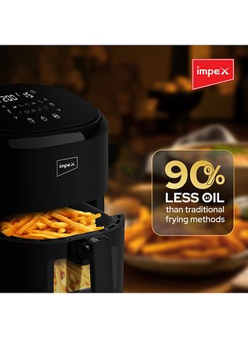 Impex Digital Air Fryer With Adjustable Temperature Control 4.5 L 1200 W AF 4307 Black