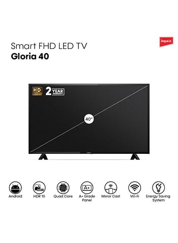 إمبكس تلفزيون غلوريا 40 بوصة ذكي عالي الدقة LED، GLORIA 40 SMART أسود