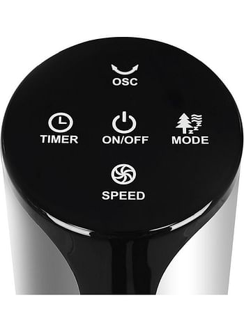 Impex Tower Fan With Remote Control, Touch Panel, 3 Speed Control, 3 Modes, 12 Hours Timer, 100% Copper Motor And Large Airflow - Sleep Peacefully TWISTER 36 Black And White