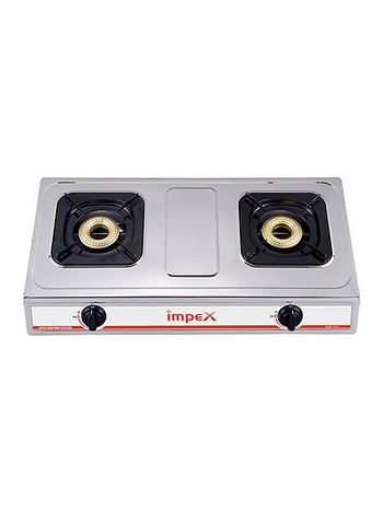 Impex 2-Burner Stainless Steel Gas Stove IGS 121 Silver/Black/Red