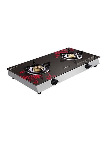 Impex 2-Burner Glass Top Gas Stove - Aesthetically Designed Glass Top, High-Efficiency Blue Flame, Spill Tray, Ergonomic Knobs, Stainless Steel Screw, Compact Size IGS 1212F