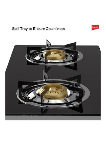 Impex 2- Burner Glass Top Gas Stove IGS 1214F Black/Silver