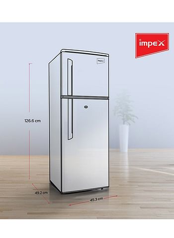 Impex Double Door Refrigerator 138 Liter 4.6 Cu. Ft, Freezer, Adjustable Legs, Safety Lock, Low Noise, Energy Saving, Glass Shelf, Interior Lamp IRF 138 White