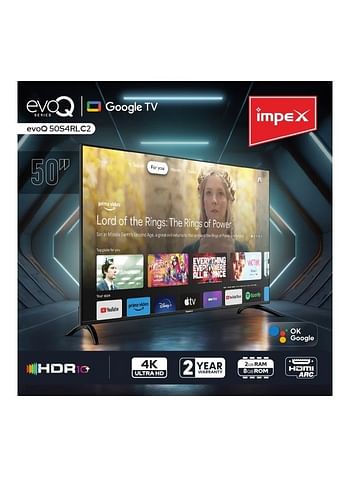 Impex 50-Inch 4K UHD Smart Google LED TV EvoQ 50S4RLC2 Black