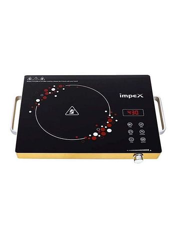 Impex Infrared Cooktop-Touch & Knob Control, Micro Crystal Plate, 4-Digit LED Display, 4-Hour Timer, 8 Power Levels, Various Temperature Levels, Compatible with All Cookware 2000.0 W IR 2703 Black