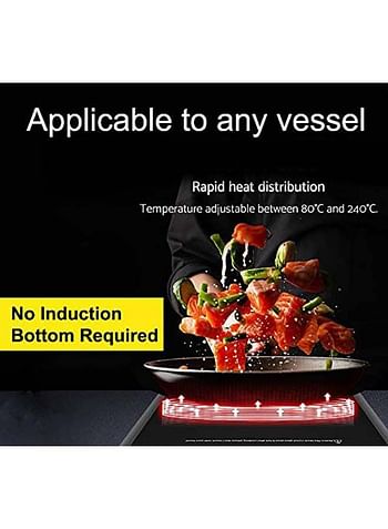 Impex Infrared Cooktop-Touch & Knob Control, Micro Crystal Plate, 4-Digit LED Display, 4-Hour Timer, 8 Power Levels, Various Temperature Levels, Compatible with All Cookware 2000.0 W IR 2703 Black
