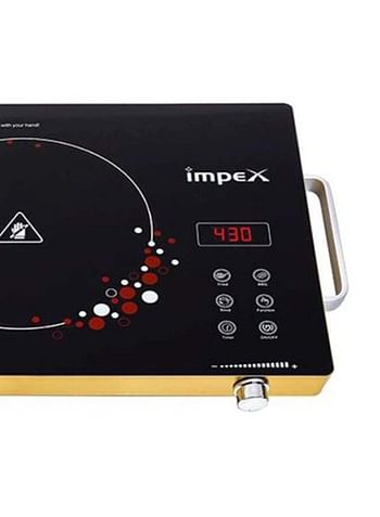 Impex Infrared Cooktop-Touch & Knob Control, Micro Crystal Plate, 4-Digit LED Display, 4-Hour Timer, 8 Power Levels, Various Temperature Levels, Compatible with All Cookware 2000.0 W IR 2703 Black