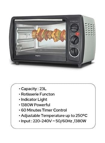 Impex Electric Oven With Rotisserie Function 23.0 L 1380.0 W OV 2900 Silver