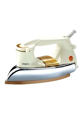 Impex Heavy Duty Dry Iron Box - Ceramic Coated Soleplate, 2 Kg, Six Temperature Settings, Swivel Cord, Shockproof Plastic Body, Neon Pilot Indicator, Automatic Thermostat 2.0 kg 1200.0 W IB 211 White/Beige/Silver