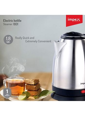 Impex Electric Kettle Steamer 1.8 L 1500.0 W STEAMER1801 Silver