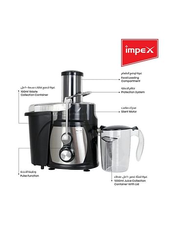 Impex 2 Speed Juice Extractor Blender 2 L 850 W JR 3510 Silver/Black