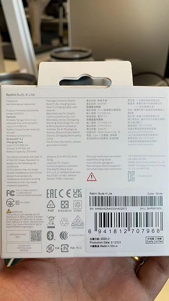 Xiaomi Redmi Buds 4 Lite TWS Wireless Earbuds, Bluetooth 5.3 Low-Latency Gam1e Headset, IP54 Waterproof, 20H Playtime, Lightweight Comfort Fit Headphones, White, 55.5 * 47.2 * 22.2mm