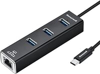 Honeywell 4-in-1 Type C 3.1 to USB 3.0 with RJ45 Gigabit Ethernet Adapter, 5GBPS Transfer Speed, 3x3.0 USB Ports, 1Gbps Bandwidth, Universally Compatible with Type C MacBooks, laptops, PCs, Tablets