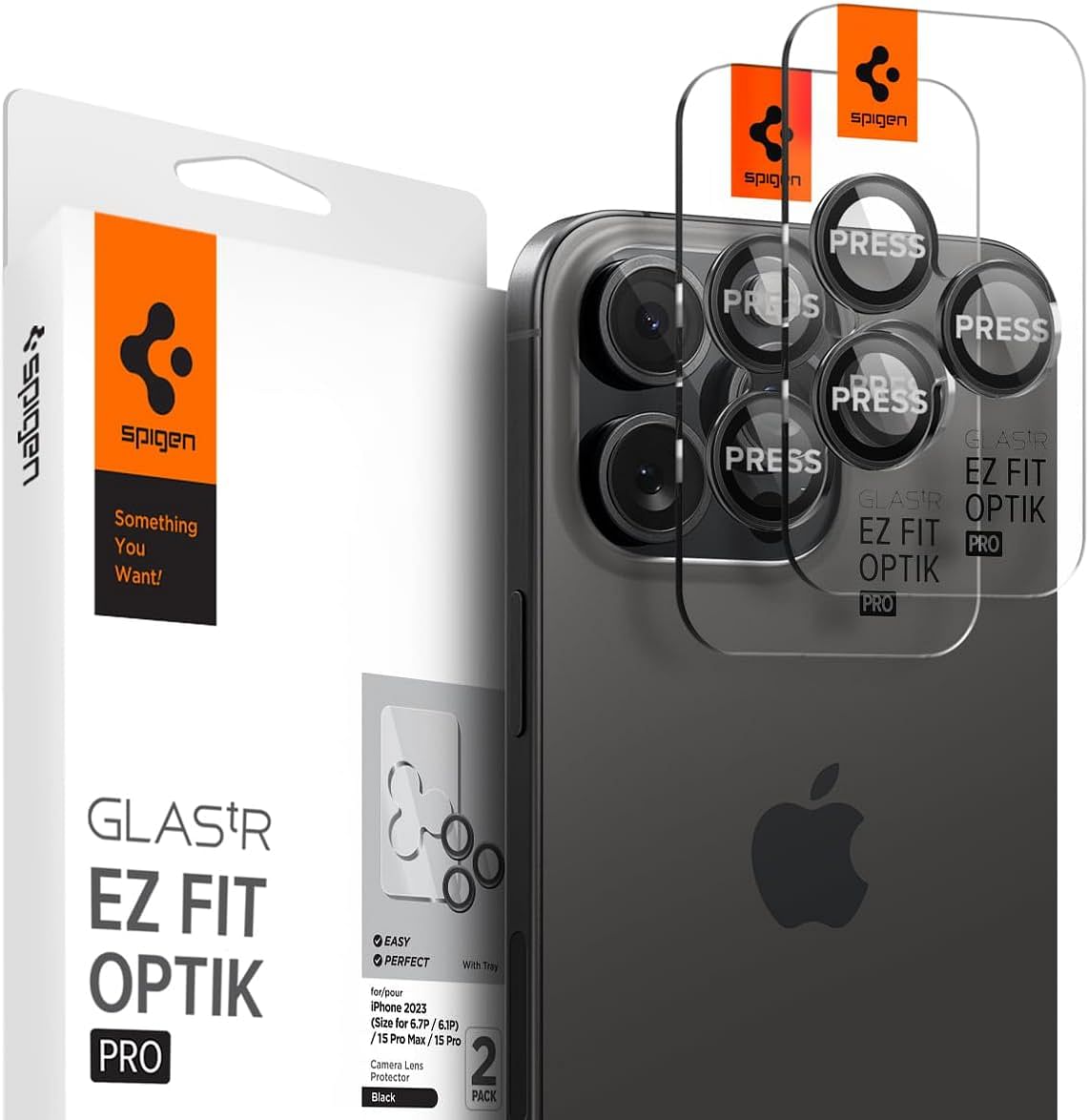 Spigen GLAStR EZ-Fit Optik PRO Camera Lens Screen Protector designed for iPhone 14 PRO and iPhone 14 Pro MAX (2022) - Black [2 Pack]