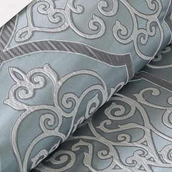 Madison Park Lavine Cozy Bed in a Bag Comforter Set, Traditional Luxe Jacquard Design All Season Down Alternative Bedding with Cotton Bed Sheets, Bed Skirt & Pillows, King Blue 12 Piece