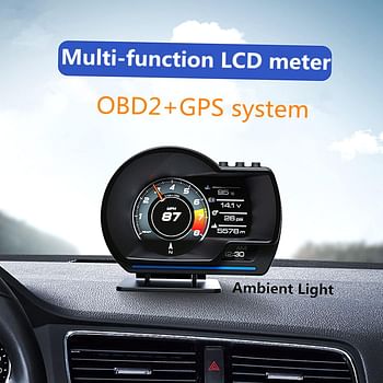 Pepisky Car HUD Display, OBDⅡ Smart Gauge High Definition Speedometer Car Diagnostic Tool OBD Fault Code Elimination Safe Driving Computer Overspeed Fault Alarm for All Vehicles