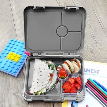 Eazy Kids 6 Compartment Bento Lunch Box w/Sandwich Cutter Set Playstation Green, 4 Compartment