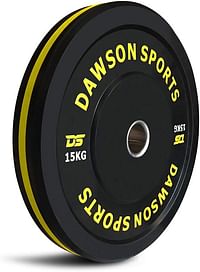 DAWSON SPORTS Unisex Adult 12107 Rubber Bumper Plates 15 Kg - Black (12107) - Black, 15kg