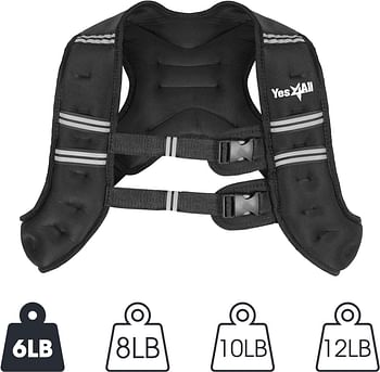 Yes4All Weighted Vest for Men & Women - Weight Available: 6, 8, 10, 12, 14, 16 Lbs - Strength Training Weight Vests with Ankle/Wrist Weights for Workout, Cardio, Walking, Jogging & Running