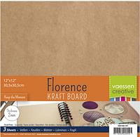 Vaessen Creative 200106-101 Florence Chipboard Craft 2mm, Set of 3 Square Sheets, 12 x 12 inches, for Scrapbook or Journal Covers, Photo Albums, Wedding Décor and More, Kraft Brown, 12 x 12