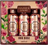 Armaf Hamidi Luxury Oud Rose , 3 Pieces Gift Set For Men & Women, Shower Gel 95ml, Body Lotion 95ml, Shampoo & Conditioner 2 in 1 95ml | Alcohol Free | Hair & Skin Care Product | Daily Care
