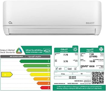 O2 Infinity 2.5 Ton 30000 BTU Hot and Cold Split Air Conditioner with Wi-Fi Smart Inverter Model No OSI-30KH6