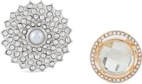 Zaveri Pearls Zpfk10572 Silver & Gold Tone Set Of 2 Contemporary Austrian Diamonds Finger Rings