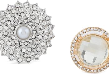 Zaveri Pearls Zpfk10572 Silver & Gold Tone Set Of 2 Contemporary Austrian Diamonds Finger Rings