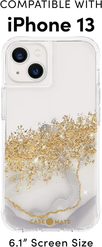 Case-Mate iPhone 13 Case - Karat Marble [10ft Drop Protection] [Wireless Charging Compatible] Luxury Cover With Cute Bling Sparkle For 6.1" Anti-Scratch, Shock Absorbing Material, Slim Fit
