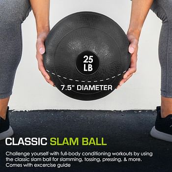 ProsourceFit Slam Medicine Balls Classic 25 lbs Smooth and Tread Textured Grip Dead Weight Balls for CrossFit, Strength and Conditioning Exercises, Cardio and Core Workouts