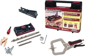 Milescraft 7336 Pocket Jig 200XCJ - Pocket Hole Bundle with Double Barrel Pocket Hole Jig, Single Barrel Pocket Hole jig, 2" Face Clamp, and Accessories Needed with Any Pocket Hole Project