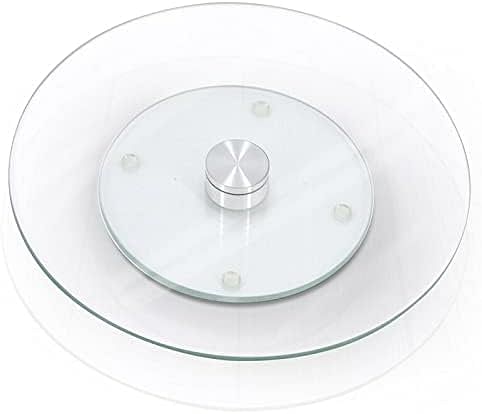 GWUK GLOW Lazy Susan Glass Turntable – Elegant Tempered Serving Tray Revolves 360Deg Rotating Board Plate Dish Table Centrepiece Serve Cakes Cheese Snacks, 25cm