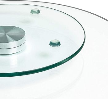 GWUK GLOW Lazy Susan Glass Turntable – Elegant Tempered Serving Tray Revolves 360Deg Rotating Board Plate Dish Table Centrepiece Serve Cakes Cheese Snacks, 25cm