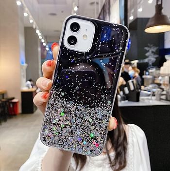 Luxury Glitter Bling TPU And PC Mobile Phone Case For iPhone12,12 Pro,12 Pro Max 11pro, 11 Pro Max and X/XS (12 PRO MAX, Black)