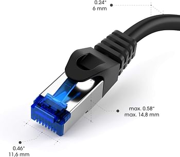 KabelDirekt 10m Ethernet patch & network cable transfers gigabit internet speed ideal for 1Gbps networks/LANs routers modems switches RJ45 plug - silver/black