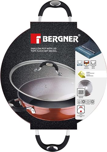 Bergner Pandora shallow bowl with lid 28 * 7cm aluminum induction base, BG 6246cp6