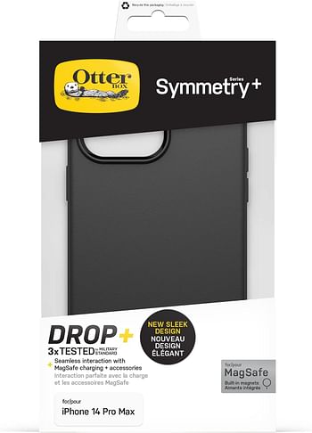 Otterbox 77-89067 SYMMETRY PLUS Apple iPhone 14 Pro Max 6.7" 2022 Case - Slim & Lightweight Cover w/AntiMicrobial, Military Grade Drop Protection, Built-in Magnet, MagSafe Compatible - Black