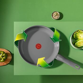 Tefal Renewal Frying Pan 32 cm Non-Stick Ceramic Coating Eco-Designed Recycled Fry Pan Healthy Cooking Thermo-Signal - Safe Cookware- Made in France -All Stovetops Including Induction- C4260853