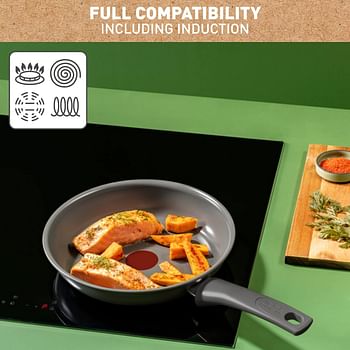 Tefal Renewal Frying Pan 32 cm Non-Stick Ceramic Coating Eco-Designed Recycled Fry Pan Healthy Cooking Thermo-Signal - Safe Cookware- Made in France -All Stovetops Including Induction- C4260853