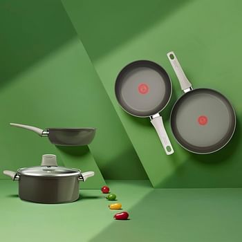 Tefal Renewal Frying Pan 32 cm Non-Stick Ceramic Coating Eco-Designed Recycled Fry Pan Healthy Cooking Thermo-Signal - Safe Cookware- Made in France -All Stovetops Including Induction- C4260853