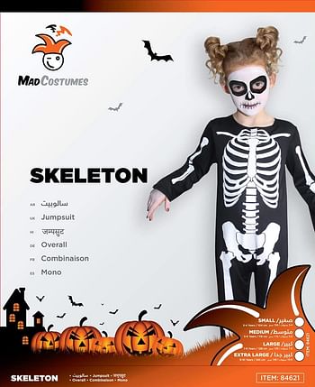 Mad Costumes Skeleton Halloween for Kids, Medium