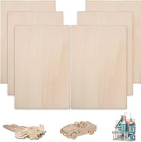 ManYee 6pcs Balsa Wood Sheets 1.5mm Thin Unfinished Unpainted Basswood Birch Plywood for Signs Mini House Airplane Ship Boat DIY Model