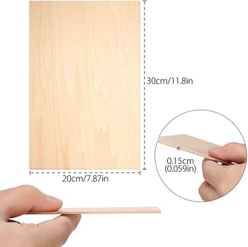 ManYee 6pcs Balsa Wood Sheets 1.5mm Thin Unfinished Unpainted Basswood Birch Plywood for Signs Mini House Airplane Ship Boat DIY Model