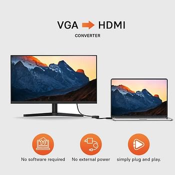 Mowsil VGA to HDMI Adapter, Support audio and video signals